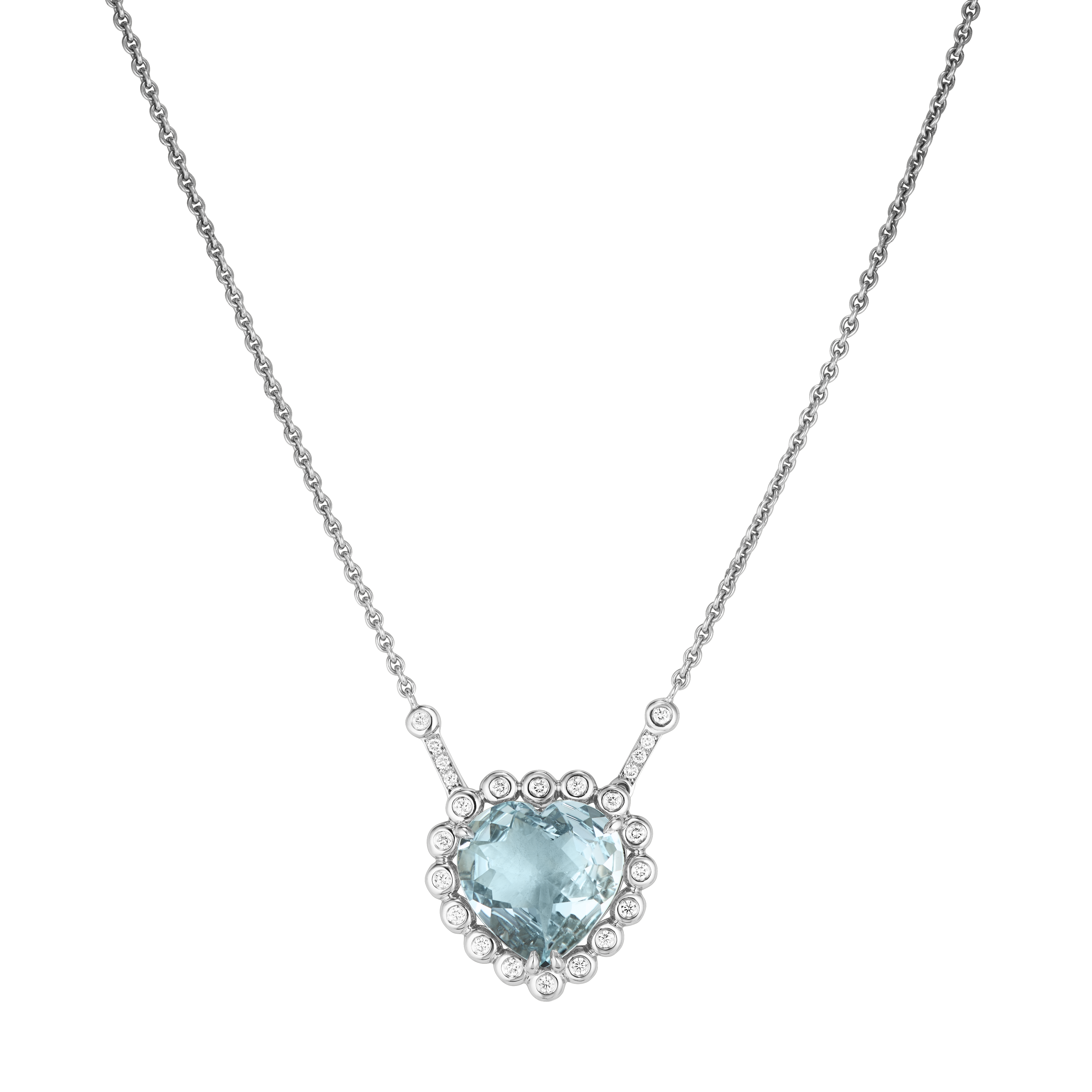 Hope Heart – 18kt WG mit 9,80 ct Aquamarin im Herzschliff und weißen Diamanten – NEU