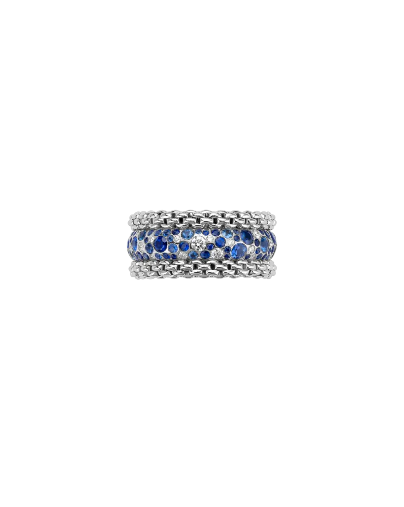 BUBBLE RINGS - 18kt white gold ring with diamonds & blue sapphires - only by special order in the store