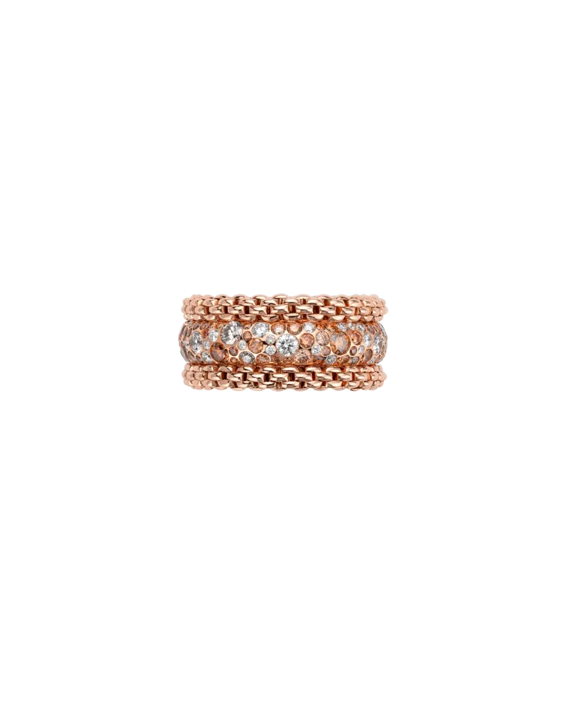BUBBLE RINGS - 18kt rosa gulds ring med hvide & brune diamanter - kun sær-bestilling i butikken