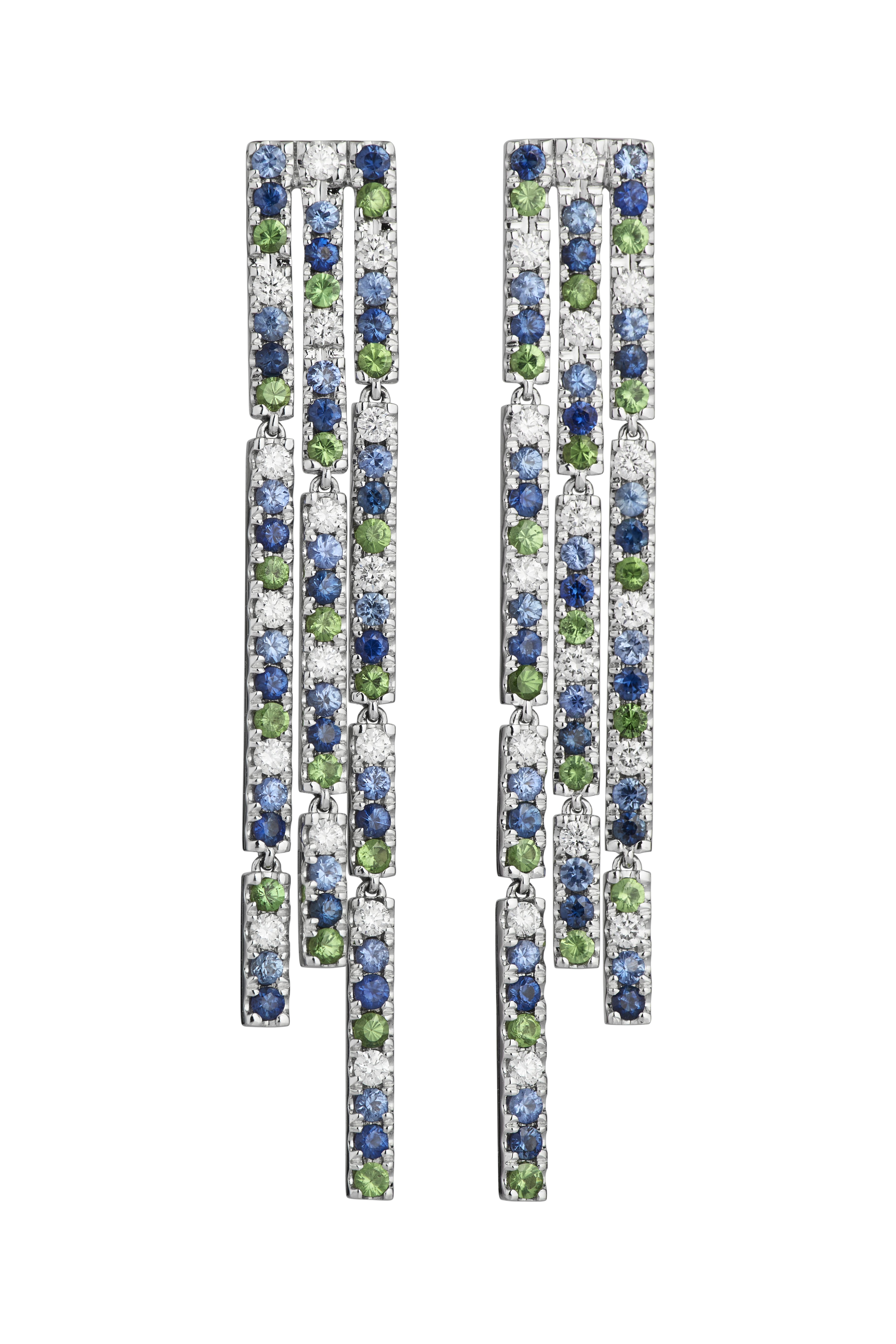 Boloucino Blau - Lange Kronleuchter-Ohrringe