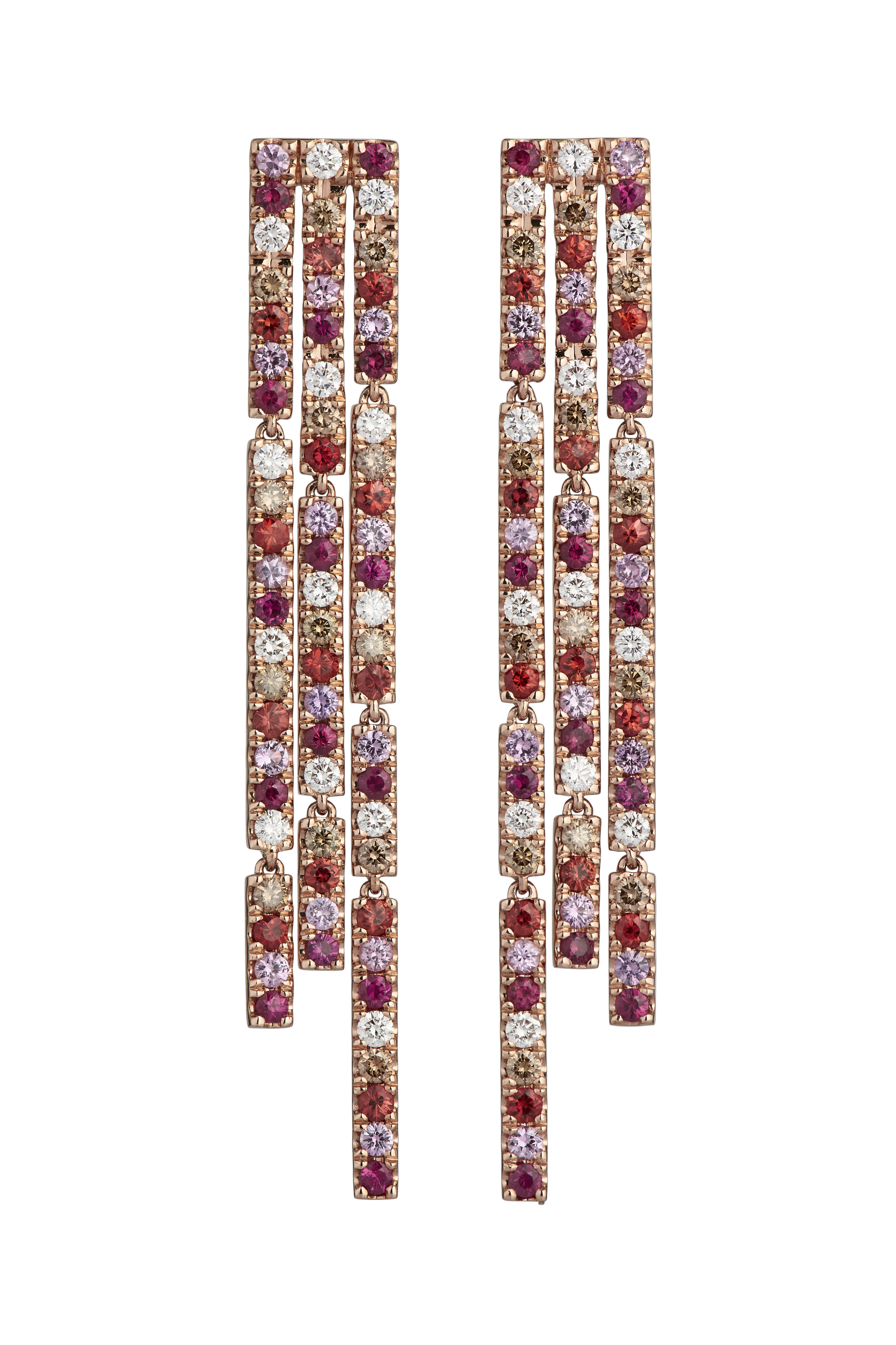 Boloucino Rose – Kronleuchter-Ohrring mit langem Stab