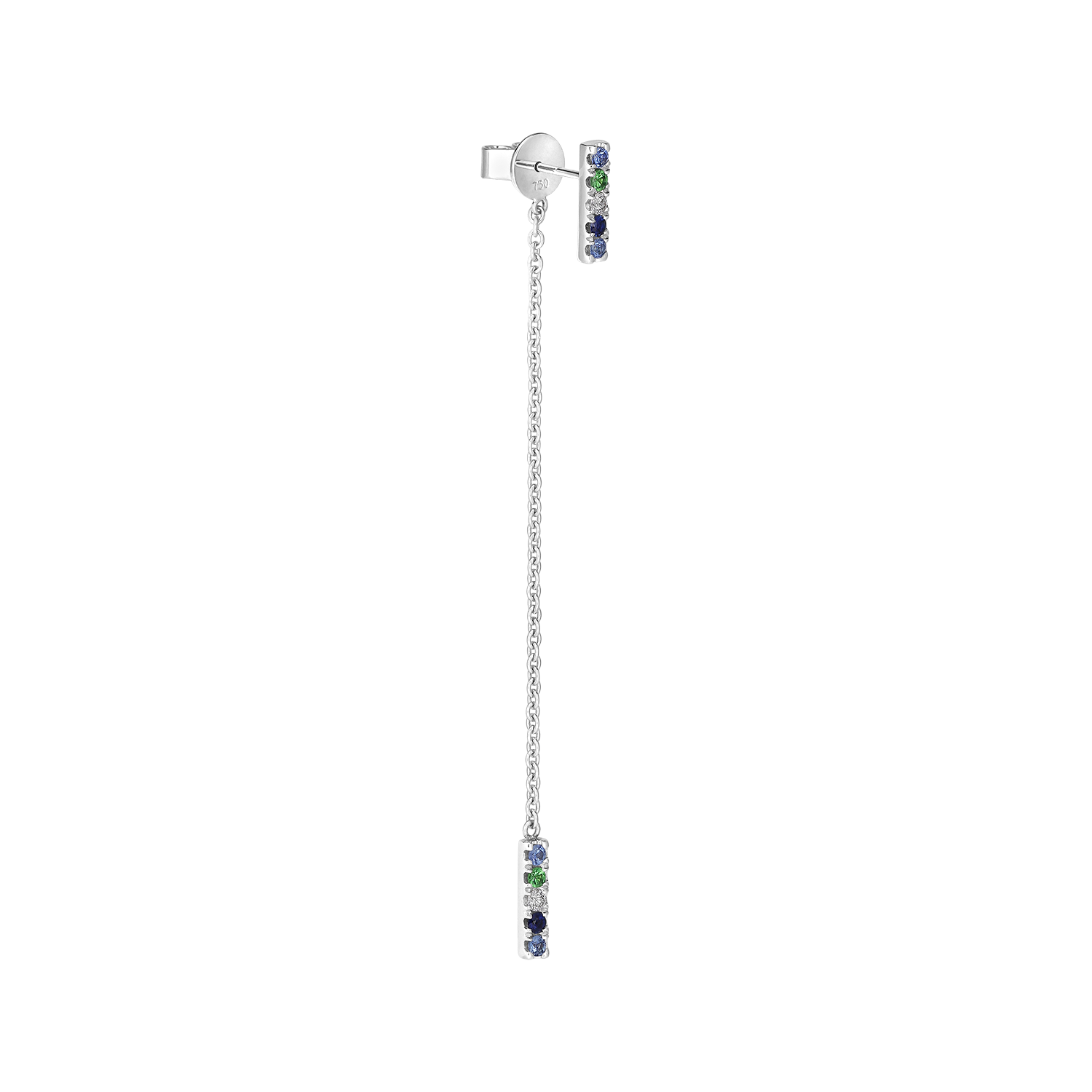 Boloucino Blue - Small Bar Earring With Chain