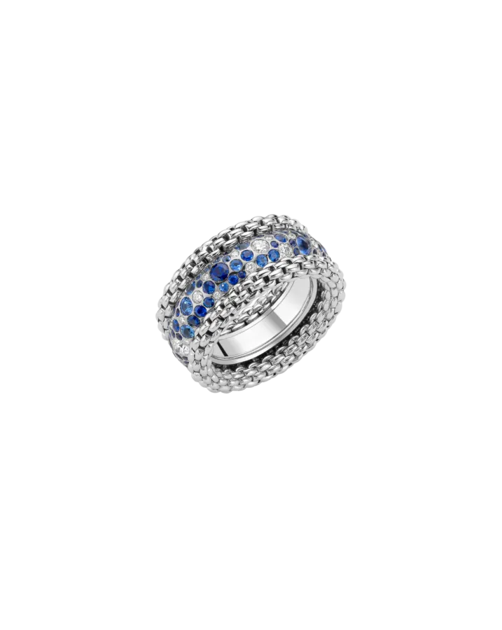 BUBBLE RINGS - 18kt white gold ring with diamonds & blue sapphires - only by special order in the store