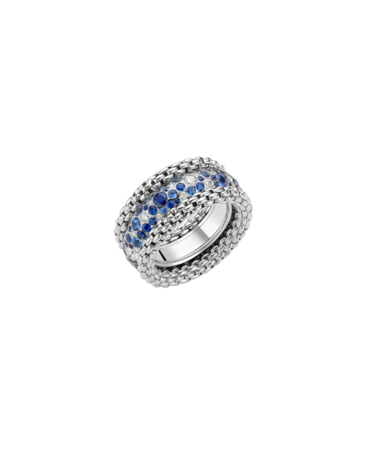 BUBBLE RINGS - 18kt hvidgulds ring med diamanter & blå safirer - kun på sær-bestilling i butikken