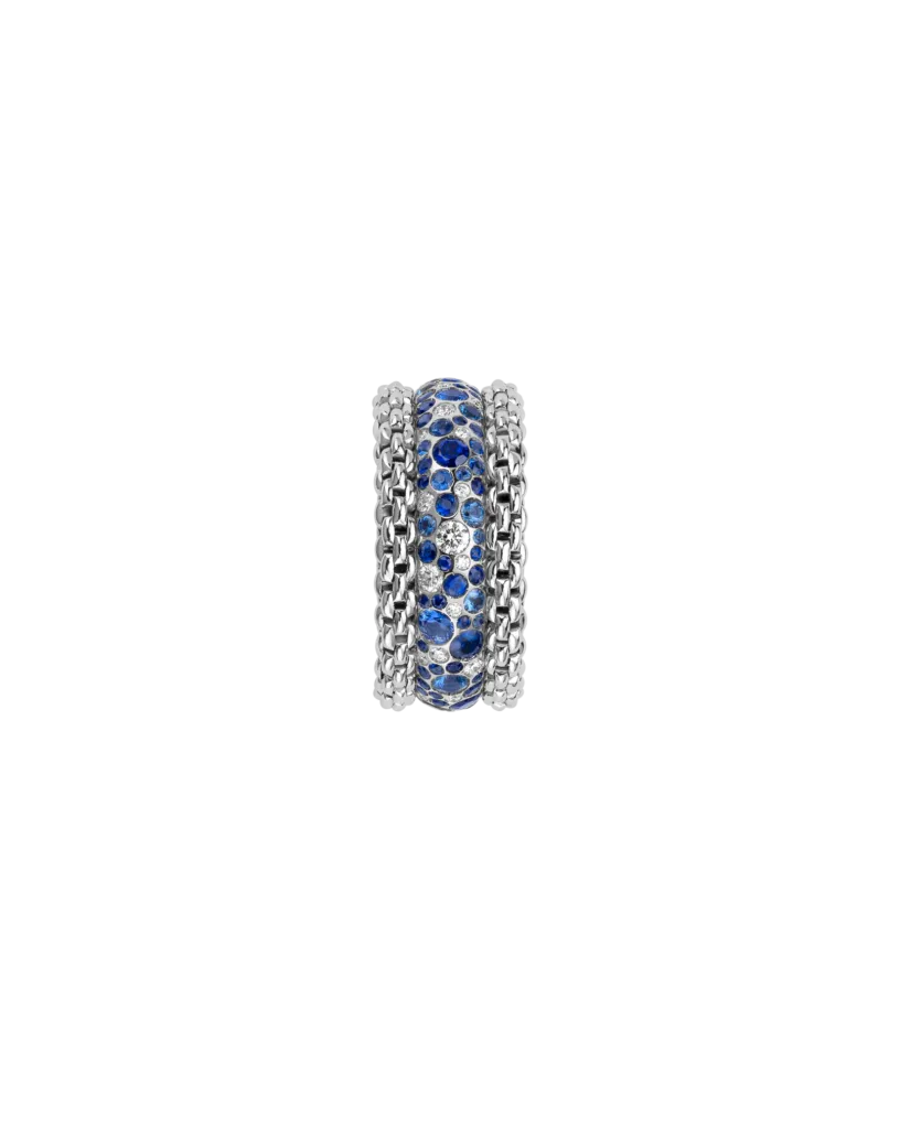 BUBBLE RINGS - 18kt white gold ring with diamonds & blue sapphires - only by special order in the store