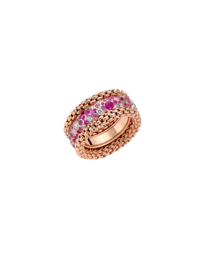 BUBBLE RINGS – Ring aus 18-karätigem Roségold mit Diamanten und rosa Saphiren – nur auf Sonderbestellung im Geschäft erhältlich