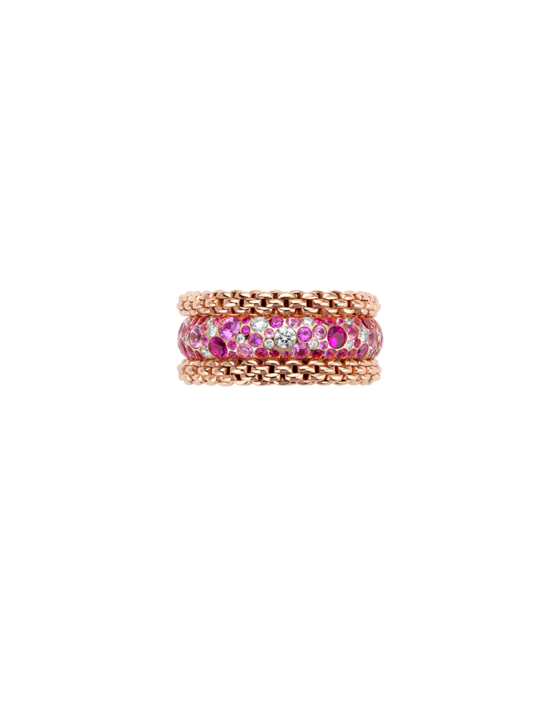 BUBBLE RINGS - 18kt rose gold ring with diamonds & pink sapphires - only special order in the store