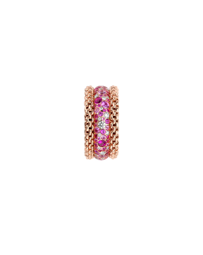 BUBBLE RINGS - 18kt rose gold ring with diamonds & pink sapphires - only special order in the store
