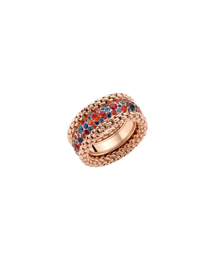 BUBBLE RINGS - 18kt rosa gulds ring med fler-farvede safirer - kun på sær-bestilling i butikken