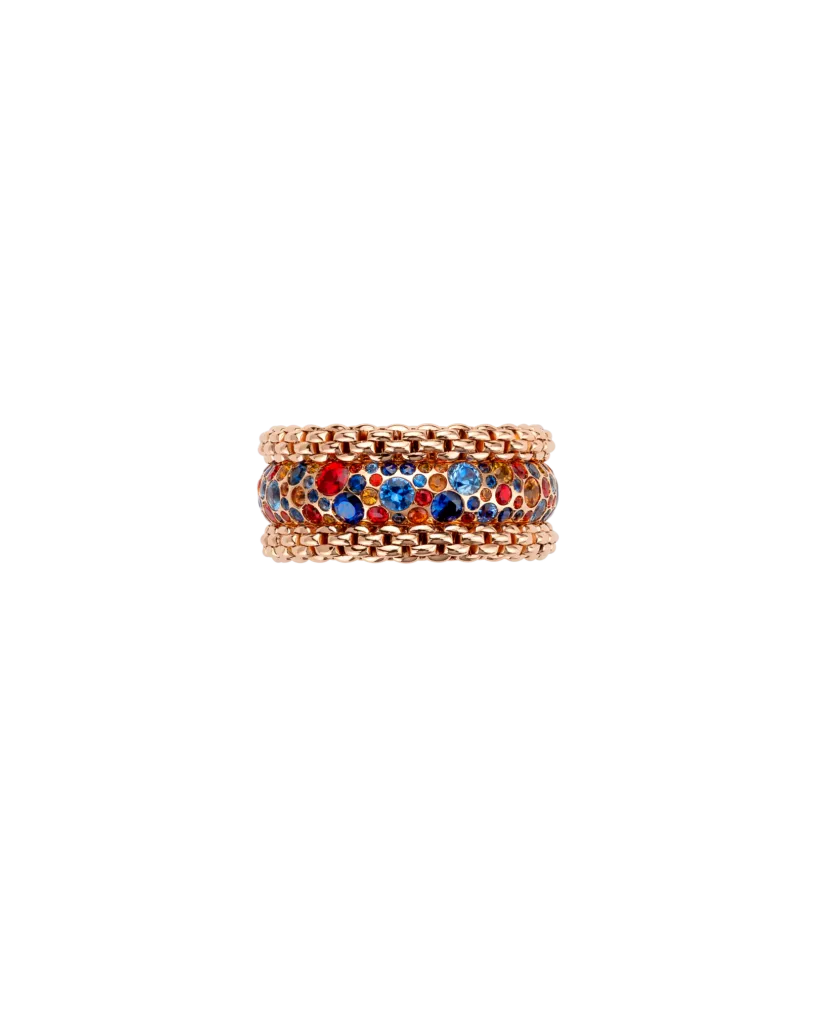 BUBBLE RINGS - 18kt rosegold ring with multicolour sapphires - only by special order in the store