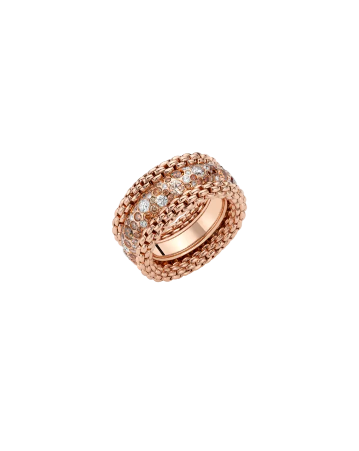 BUBBLE RINGS - 18kt rose gold ring with white & brown diamonds - special order in store only