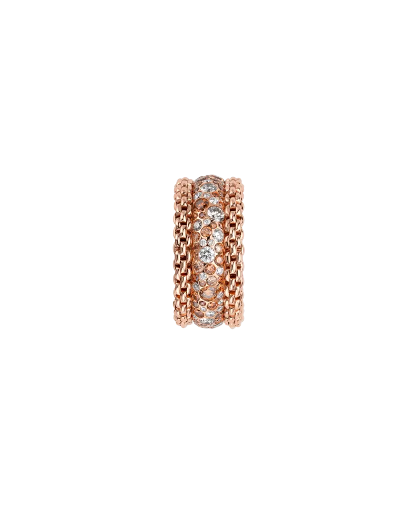 BUBBLE RINGS - 18kt rose gold ring with white & brown diamonds - special order in store only