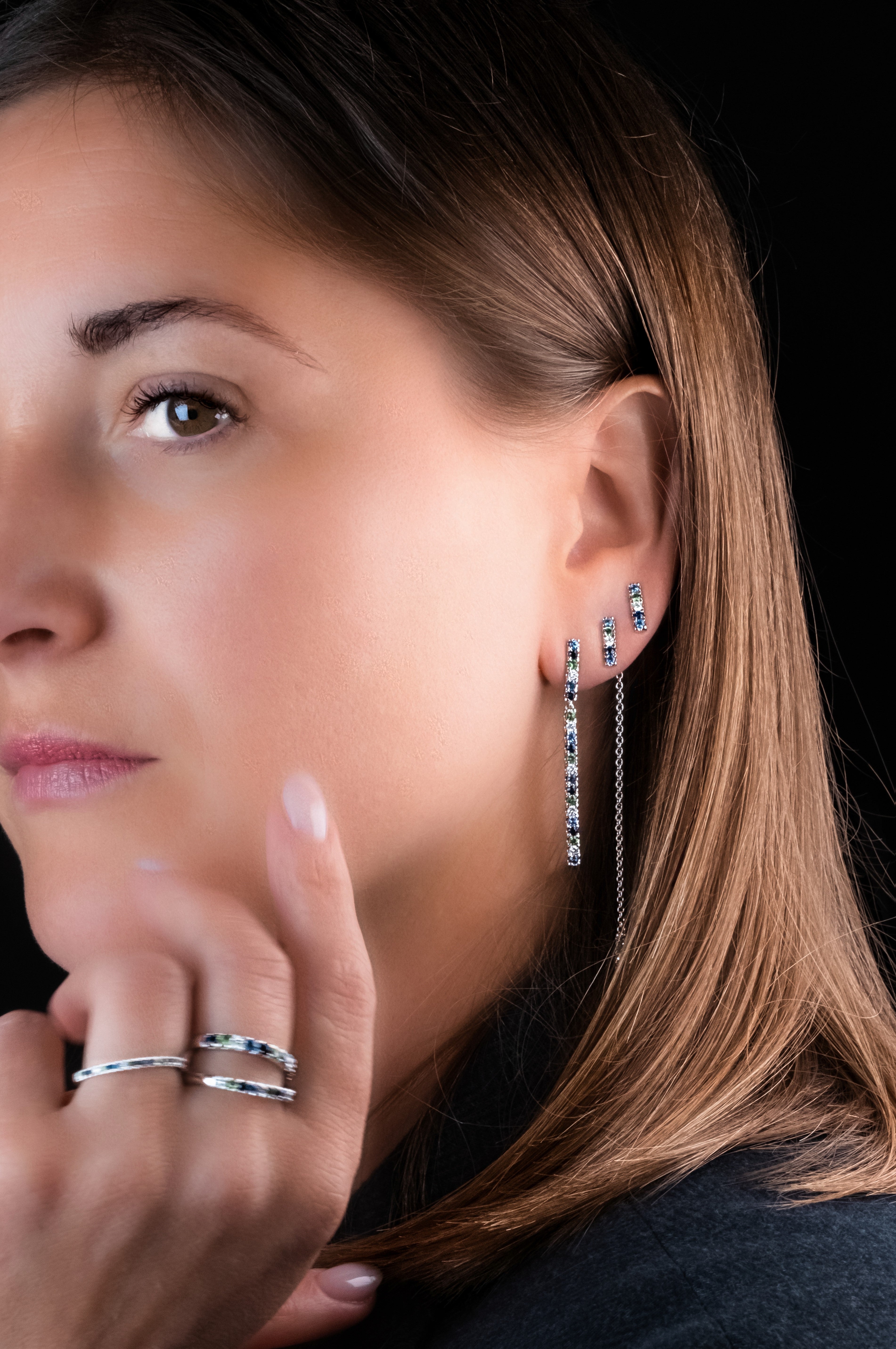 Boloucino Blue - Long Bar Earring