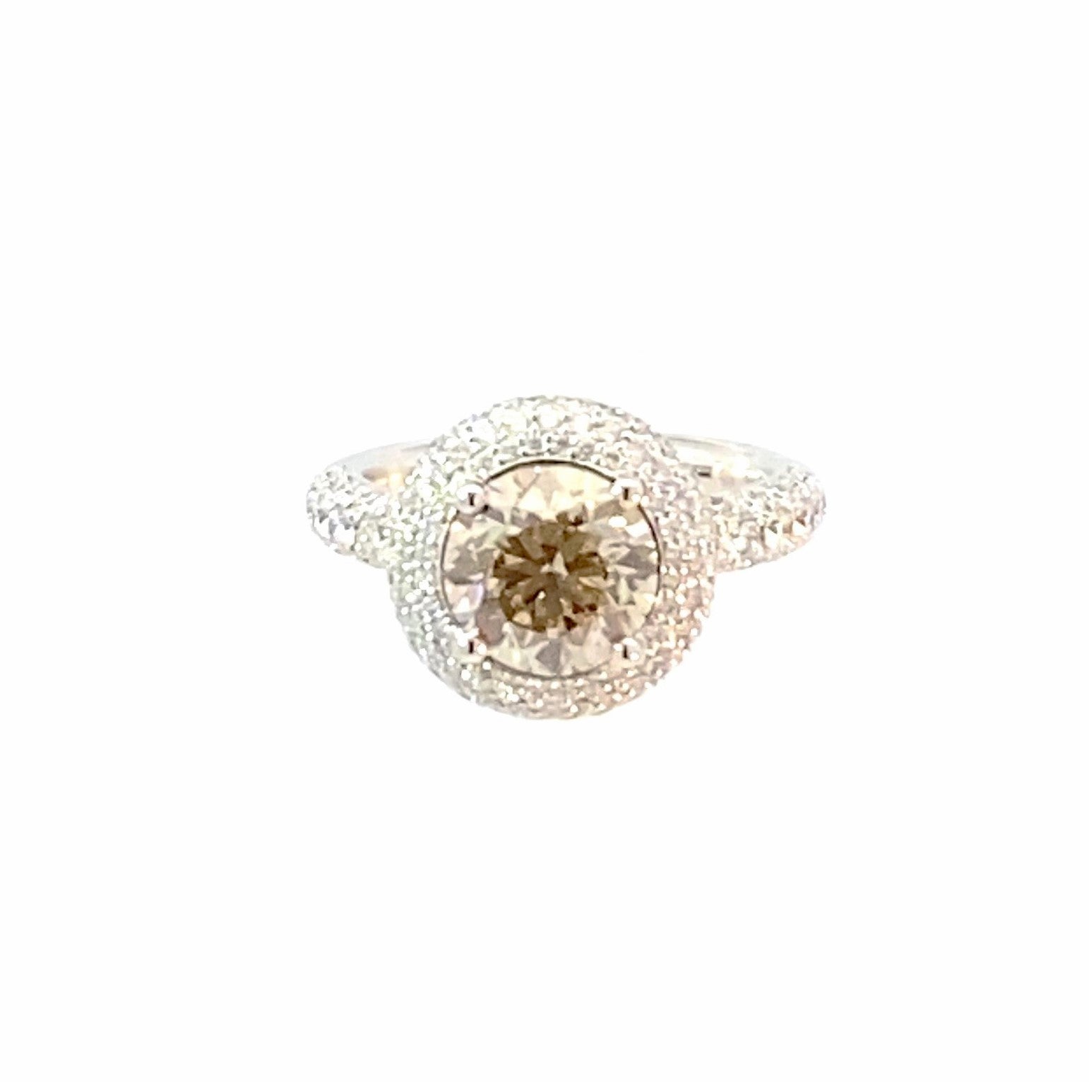 Imperiale Ring - handforged one-of-a-kind 18kt WG with 3.34ct brown diamond centerstone