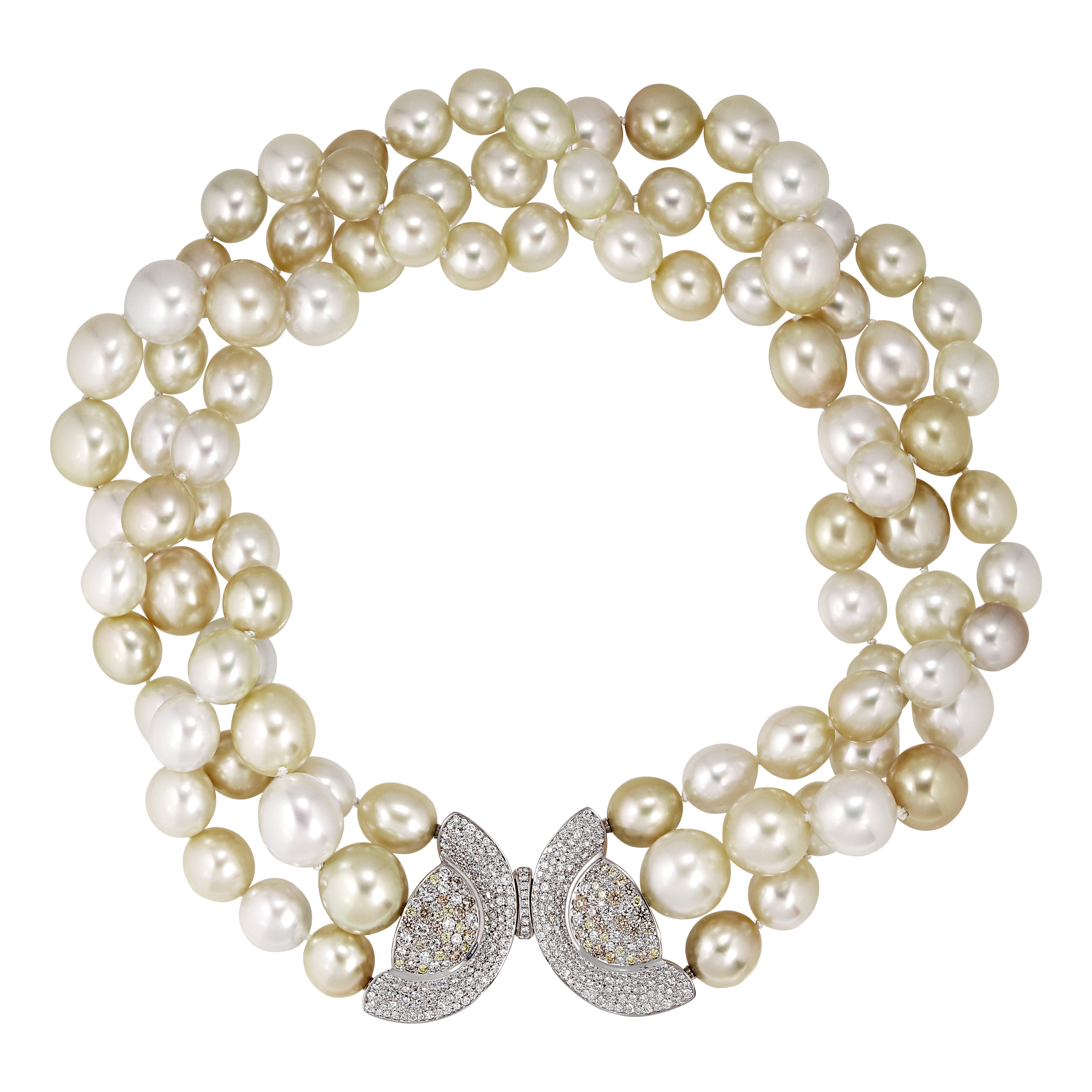 Unique South Sea pearl necklace with diamond pearl clasp