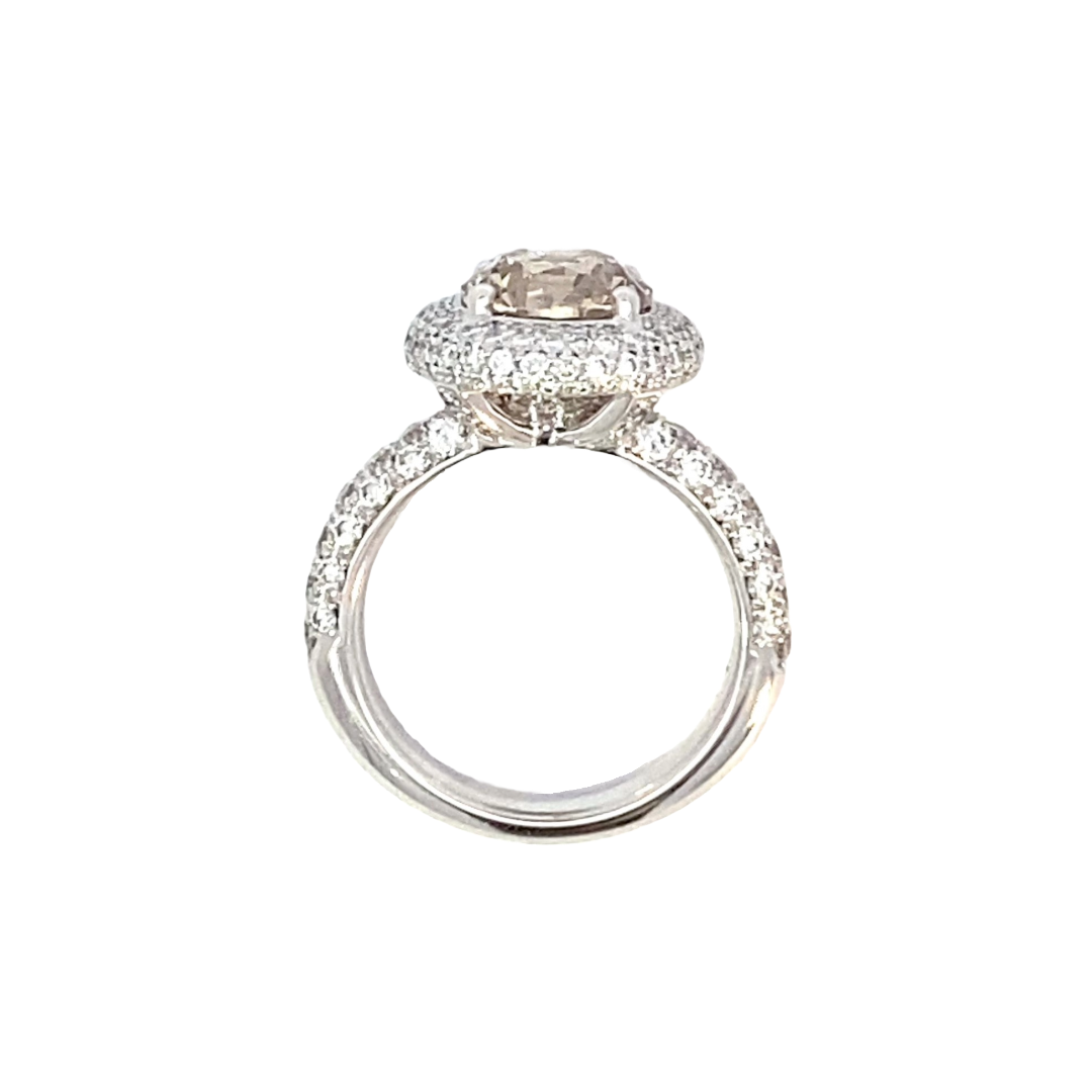 Imperiale Ring - handforged one-of-a-kind 18kt WG with 3.34ct brown diamond centerstone