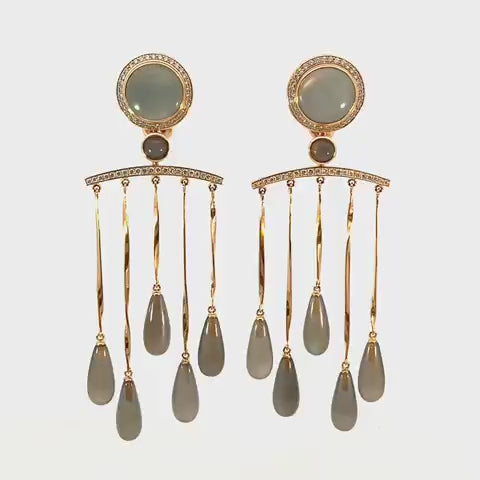 Pietra Di Luna - one-of-a-kind chandelier earrings