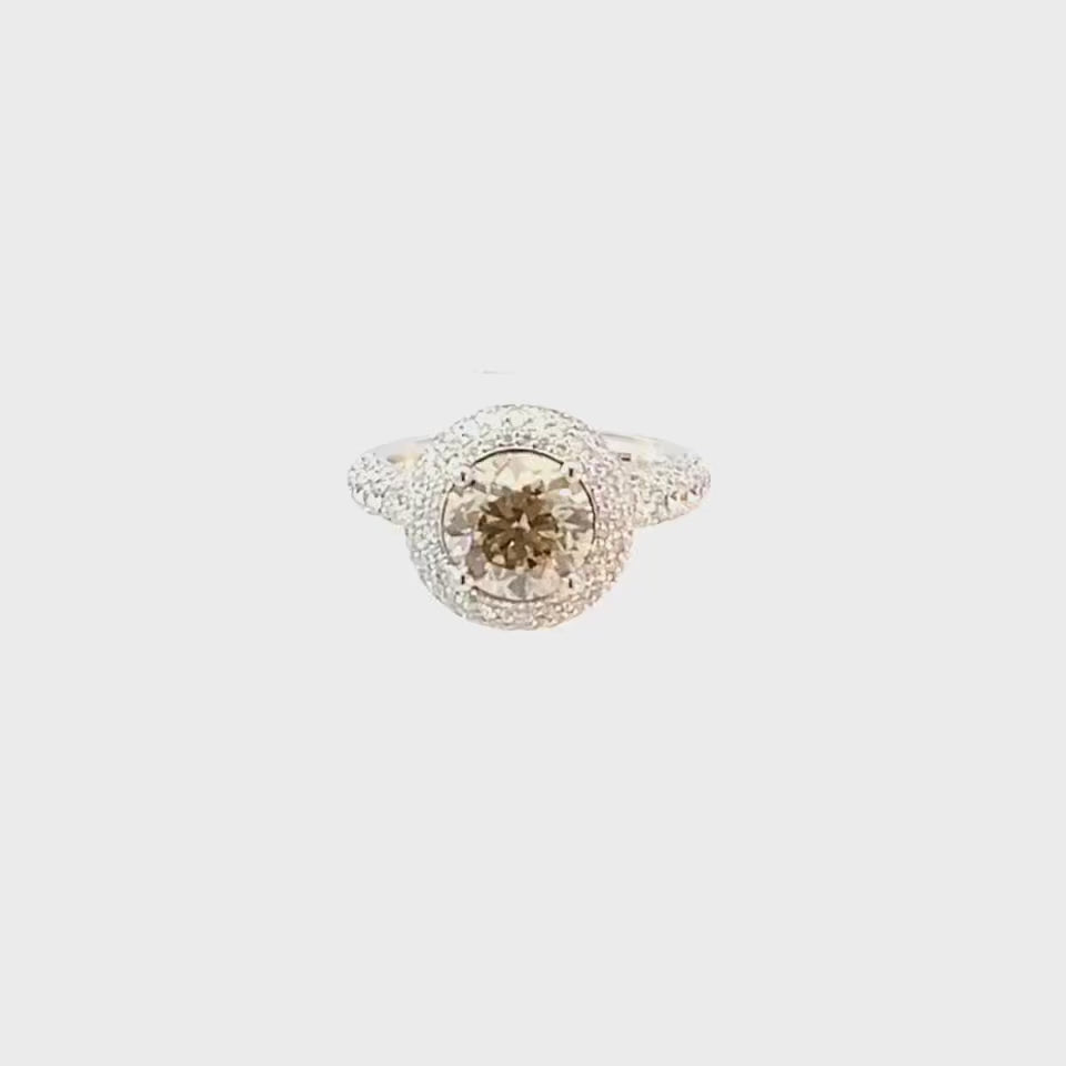 Imperiale Ring 18kt WG, handforged with 3.34ct brown diamond centerstone