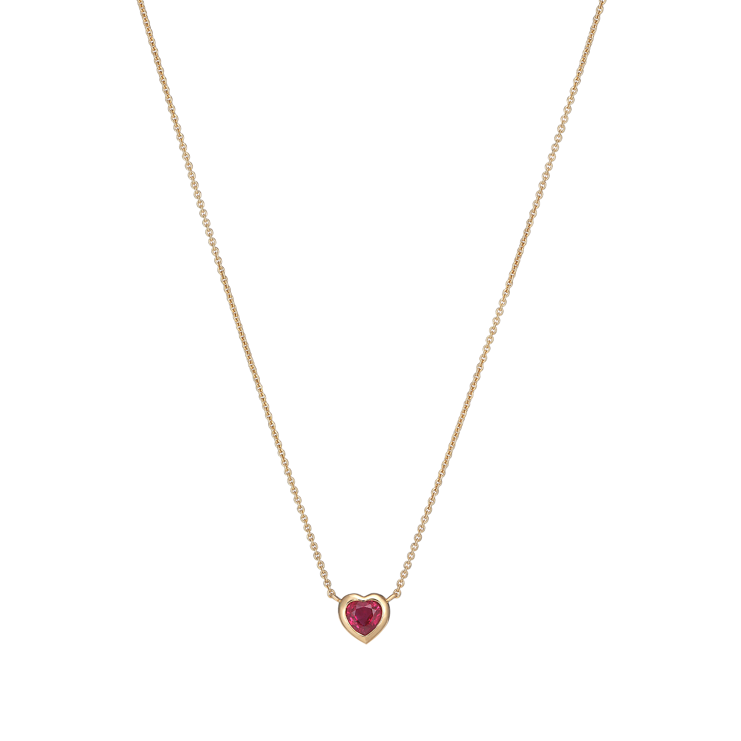 Heart-shaped ruby ​​solitaire pendant in 18kt GG 